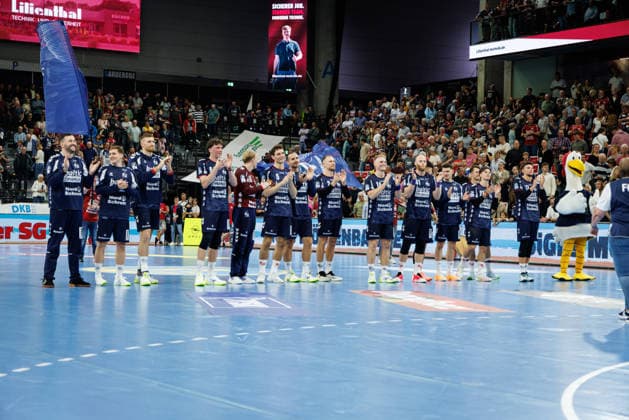 Opel HBL SG Flensburg Handewitt vs. FRISCH AUF Göppingen, Oct. 3, 2026: Celebrations after the victory. SG Flensburg Handewitt Opel HBL SG Flensburg Handewitt vs. FRISCH AUF Göppingen, GGW Arena on Oct. 3, 2026 Copyright: xBEAUTIFULxSPORTS MarioxM.xKobergx