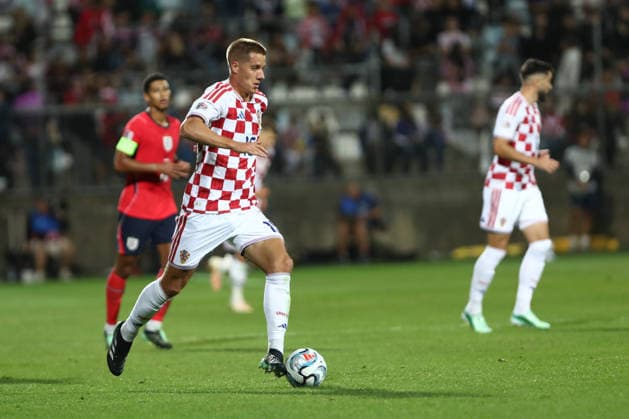 Rijeka, Croatia, 3rd October 2026. UEFA Nations League. Matchday 3, Group A3. Croatia v England at Rujevica, Rijeka. Mario PASALIC (15) with the ball. Croatia v England, UEFA Nations League.