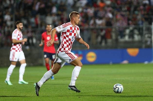 Rijeka, Croatia, 3rd October 2026. UEFA Nations League. Matchday 3, Group A3. Croatia v England at Rujevica, Rijeka. Mario PASALIC (15) with the ball. Croatia v England, UEFA Nations League.