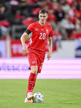 Michel Aebischer of Switzerland controls the ball during the UEFA Nations League 2026–27 group stage match between Switzerland and Slovenia at Luzern Arena on October 3, 2026, in Lucerne, Switzerland. Photo by Harry Langer, DeFodi Images