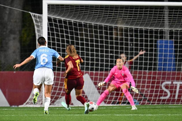 SOCCER - Women s Serie A - AS Roma vs. SS Lazio Women Photo by IPA ABACAPRESS.COM89267265 - Alayah Pilgrim of A.S. Roma Women scores the goal to make it 3-0 during the Serie A Women Athora match on Matchday 2 between A.S. Roma and S.S. Lazio Women at Tre Fontane Stadium on October 3, 2026, in Rome, Italy. Rome Italy  Copyright: xIPAxSport ABACAx