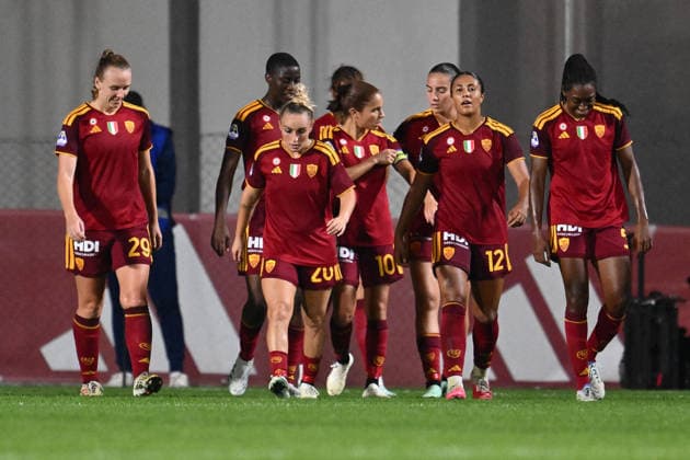 SOCCER - Women s Serie A - AS Roma vs. SS Lazio Women Photo by IPA ABACAPRESS.COM89267522 - Alayah Pilgrim of A.S. Roma Women celebrates after scoring the goal that made the score 3-0 during the Serie A Women Athora match on Matchday 2 between A.S. Roma Women and S.S. Lazio Women at Tre Fontane Stadium on October 3, 2026, in Rome, Italy. Rome Italy  Copyright: xIPAxSport ABACAx