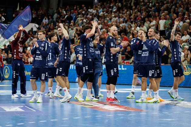 Opel HBL SG Flensburg Handewitt vs. FRISCH AUF Göppingen, Oct. 3, 2026: Celebrations after the victory. SG Flensburg Handewitt Opel HBL SG Flensburg Handewitt vs. FRISCH AUF Göppingen, GGW Arena on Oct. 3, 2026 Copyright: xBEAUTIFULxSPORTS MarioxM.xKobergx