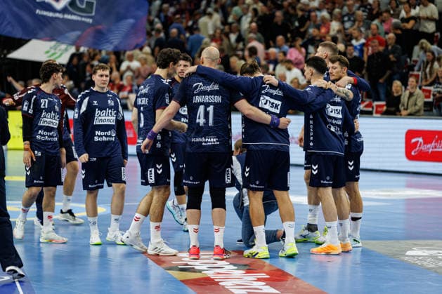 Opel HBL SG Flensburg Handewitt vs. FRISCH AUF Göppingen, Oct. 3, 2026: Celebrations after the victory. SG Flensburg Handewitt Opel HBL SG Flensburg Handewitt vs. FRISCH AUF Göppingen, GGW Arena, Oct. 3, 2026 Copyright: xBEAUTIFULxSPORTS MarioxM.xKobergx