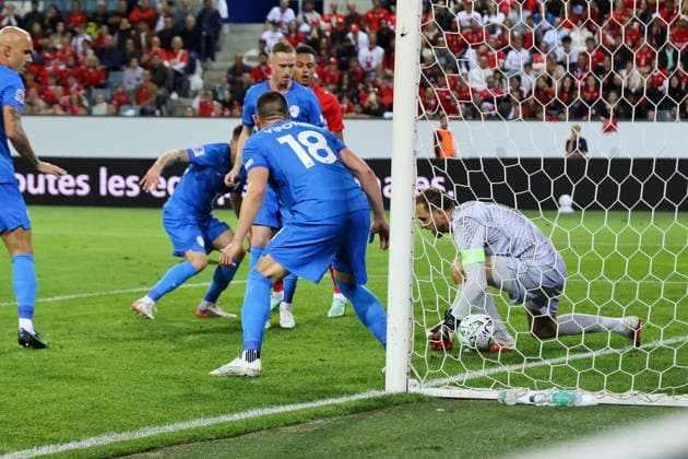 1 1 Own goal by Erik Janza (Slovenia), 13, Switzerland, UEFA, Nations League, Matchday 3, Switzerland vs. Slovenia, October 3, 2026, Swissporarena, Lucerne, Switzerland Copyright: xGrantxHubbsx