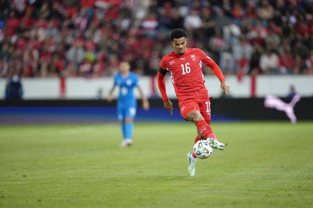 Luzern, Switzerland - October 03: Zachary Athekame (16 SUI) during the UEFA Nations League match between Switzerland and Slovenia at thermoplan arena on October 03, 2026 in Luzern, Switzerland. Copyright: xKjetilxWaberx xSPPx Sportspressphoto_SPR244731