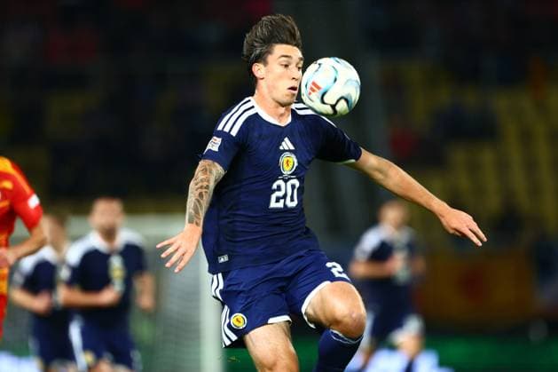Kieron Bowie of Scotland in action. North Macedonia v Scotland, UEFA Nations League, Football, Nacionalna Arena Tose Proeski, Skopje, North Macedonia - 03 Oct 2026Skopje Nacionalna Arena Tose Proeski North Macedonia  Copyright: xNikolaxKrstic Shutterstockx 17184131bz