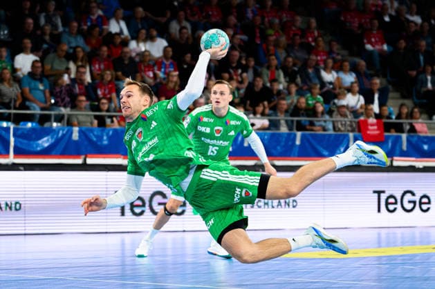 Bietigheim HBL 26 27 SG BBM Bietigheim Fuechse Berlin Mathias Gidsel Berlin Bietigheim Bissingen Egetrans Arena Baden-Württemberg Germany