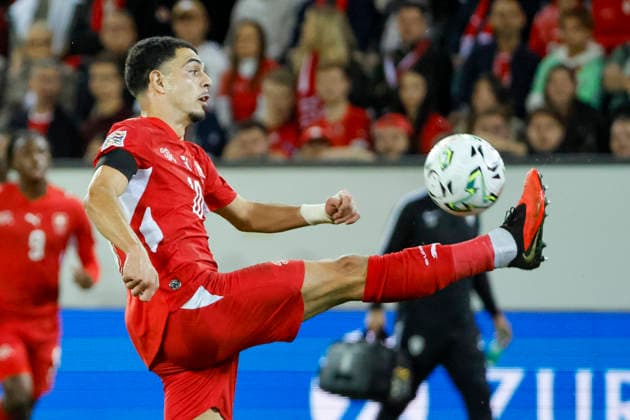 Zeki Amdouni Switzerland, 10 on the Ball, Switzerland, UEFA, Nations League, Matchday 3, Switzerland vs. Slovenia, October 3, 2026, Lucerne Swissporarena, Switzerland Copyright: xGrantxHubbsx