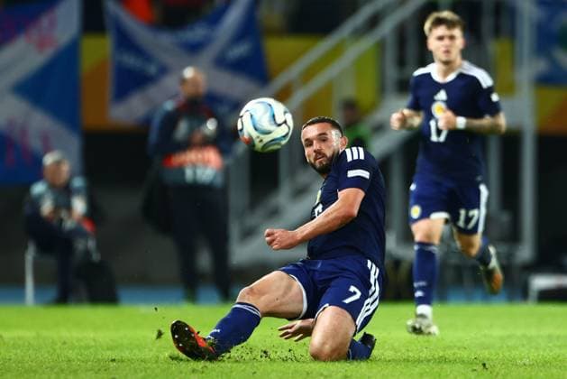 John McGinn of Scotland in action. North Macedonia v Scotland, UEFA Nations League, Football, Nacionalna Arena Tose Proeski, Skopje, North Macedonia - 03 Oct 2026Skopje Nacionalna Arena Tose Proeski North Macedonia  Copyright: xNikolaxKrstic Shutterstockx 17184131cr