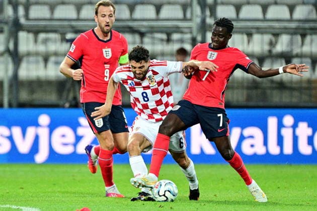 Croatia, Rijeka, 03.10.2026. Rujevica Stadium. UEFA Nations League, football match: Croatia - England. In the photo: Harry Kane, Mateo Kovacic, Bukayo Saka. Photo: Damir Krajac CROPIX Copyright: xxDamirxKrajacx hrvatska_engleska61-031026