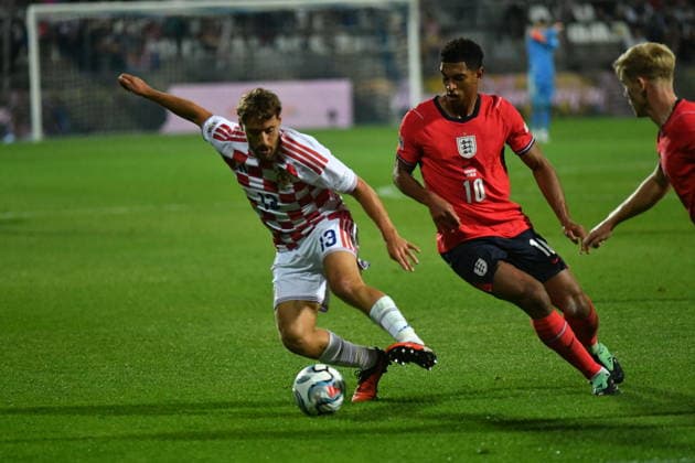 Croatia, Rijeka, 03.10.2026. Rujevica Stadium. Thomas Tuchel held a press conference, PK, Pressekonferenz after the match of the 3rd round of the League of Nations, Croatia - England. In the photo: Nikola Vlasic, Jude Bellingham. Foto: Damir Skomrlj CROPIX Copyright: xxDamirxSkomrljx hrvatska_engleska48-031026_2