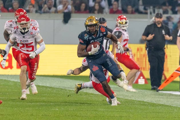 Tofunmi Lala (Dresden Monarchs, 08 Running Back) Dresden Monarchs vs Potsdam Royals, American Football, German Football League, Week 22, Championship Game, 2026, 03.10.2026, Dresden Rudolf Harbig Stadion Saxony Germany Copyright: xPFA SebastianxJustx