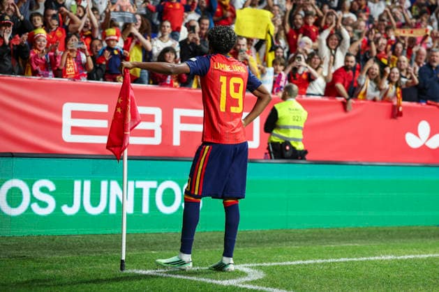 October 3, 2026, Oviedo, Asturias, Spain: Lamine Yamal of Spain celebrates after scoring his team s first goal during the UEFA Nations League 2026 27 group phase match between Spain and Czech Republic at Carlos Tartiere stadium on October 03, 2026, in Oviedo, Spain. Oviedo Spain - ZUMAa181 20261003_zaa_a181_081 Copyright: xIrinaxR.xHx