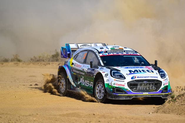 FIA WRC, Motorsport Rallye, WM 2026: Rally Italia Sardegna - Day 3 Joshua McErlean (IRL) and Eoin Treacy (IRL) on a Ford Puma Rally1 in action during the FIA WRC RALLY ITALIA SARDEGNA in Alghero, Italy on 1-4 October, 2026. Alghero Sardinia Italy  Copyright: xFedericoxManonix originalFilename:manoni-rallyita261003_npYtO.jpg