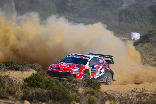 FIA WRC, Motorsport Rallye, WM 2026: Rally Italia Sardegna - Day 3 Sebastien Ogier (FRA) and Vincent Landais (FRA) on a Toyota GR Yaris Rally1 in action during the FIA WRC RALLY ITALIA SARDEGNA in Alghero, Italy on 1-4 October, 2026. Alghero Sardinia Italy  Copyright: xFedericoxManonix originalFilename:manoni-rallyita261003_npBPi.jpg