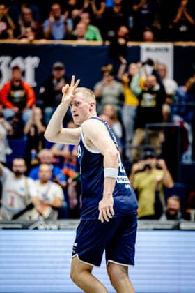 BB 1BL Men s Syntainics MBC vs. Ratiopharm Ulm: Collin Welp of Syntainics MBC during the 2026–2027 season in the 1st EasyCredit Bundesliga on Matchday 4 between Syntainics MBC and Ratiopharm Ulm at the Stadthalle Weissenfels on October 3, 2026 in Weissenfels, Saxony-Anhalt, Germany
