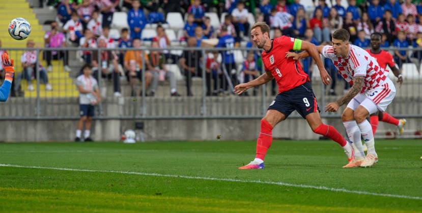 03 October 2026 - Croatia v England - UEFA Nations League - Stadion HNK - Rijeka - Croatia. Croatia v England - UEFA Nations League - Stadion HNK - Rijeka - Croatia. Harry Kane scores the first goal for England. Picture : Mark Pain RIJEKA CROATIA Copyright: xMarkxPainx