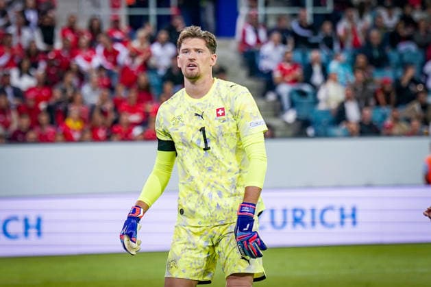 Soccer: UEFA Nations League 2026–2027, Matchday 3: Switzerland vs. Slovenia at Thermoplan Arena, Lucerne; Gregor Kobel (Switzerland), 1 facial expression, emotion Copyright: xJOERANxSTEINSIEKx