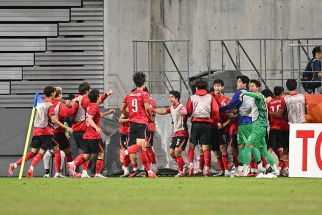 South Korea v Japan - 20th Asian Games Aichi-Nagoya TOYOTA, JAPAN - OCTOBER 03: Team of South Korea celebrate during the Football Men s Final Match between South Korea and Japan on day fourteen of the 20th Asian Games Aichi-Nagoya at Toyota Stadium on October 03, 2026 in Toyota, Aichi, Japan. Stringer Anadolu Tokyo Japan. Editorial use only. Please get in touch for any other usage.  Copyright: x2026xAnadoluxStringerx