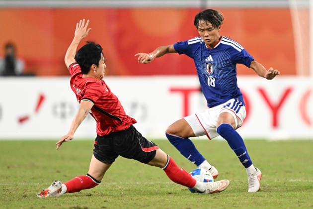 South Korea v Japan - 20th Asian Games Aichi-Nagoya TOYOTA, JAPAN - OCTOBER 03: SHIMAMOTO Yudai 18 of Japan in action during the Football Men s Final Match between South Korea and Japan on day fourteen of the 20th Asian Games Aichi-Nagoya at Toyota Stadium on October 03, 2026 in Toyota, Aichi, Japan. Stringer Anadolu Tokyo Japan. Editorial use only. Please get in touch for any other usage.  Copyright: x2026xAnadoluxStringerx