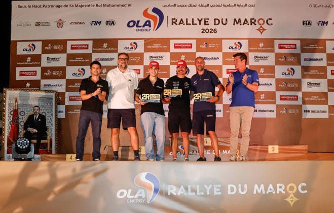 W2RC - RALLYE DU MAROC 2026 301 PINTO Alexandre (por), OLIVEIRA Bernardo (por), Taurus T3 Max, Odyssey Academy by BBR, FIA W2RC, CHG CHG1, portrait during the the Podium and Prize Giving Ceremony of the Rallye du Maroc 2026, 4th round of the 2026 WR2C Championship from October 3, 2026 around Zagora, Morocco - AgadirMorocco  Copyright: xPauloxMariax