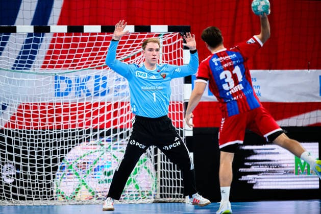 Bietigheim HBL 26 27 SG BBM Bietigheim Fuechse Berlin Goalkeeper Lasse Ludwig Berlin, Alexander Pfeifer Bietigheim Bietigheim Bissingen Egetrans Arena Baden-Württemberg Germany