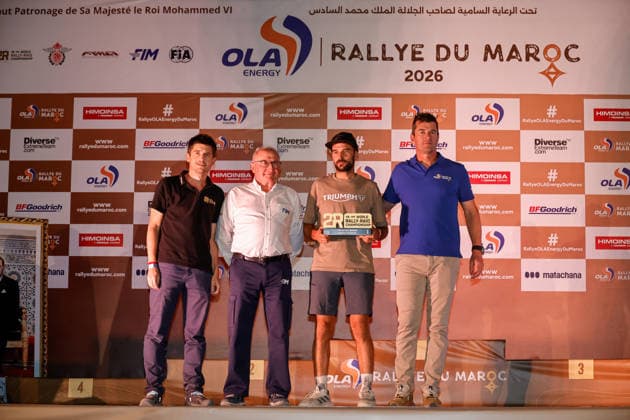 W2RC - RALLYE DU MAROC 2026 MARTIN Albert (esp), Triumph Spain, X Triumph TF 450 Rally, FIM W2RC, Rally 3 MM, portrait portrait during the the Podium and Prize Giving Ceremony of the Rallye du Maroc 2026, 4th round of the 2026 WR2C Championship from October 3, 2026 around Zagora, Morocco - AgadirMorocco Copyright: xPauloxMariax