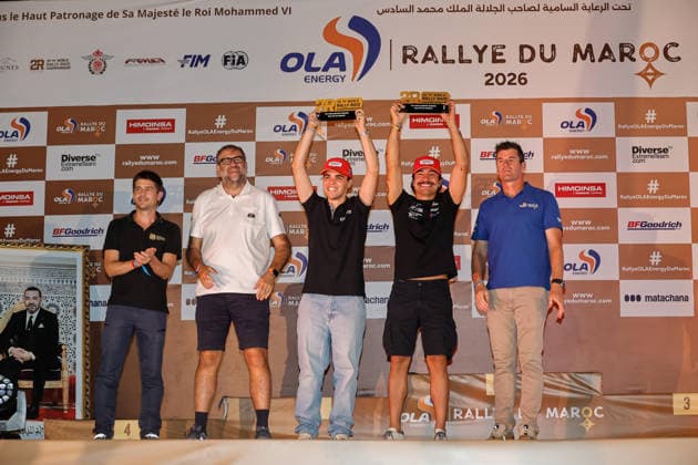 W2RC - RALLYE DU MAROC 2026 301 PINTO Alexandre (por), OLIVEIRA Bernardo (por), Taurus T3 Max, Odyssey Academy by BBR, FIA W2RC, CHG CHG1, portrait during the the Podium and Prize Giving Ceremony of the Rallye du Maroc 2026, 4th round of the 2026 WR2C Championship from October 3, 2026 around Zagora, Morocco - AgadirMorocco  Copyright: xPauloxMariax