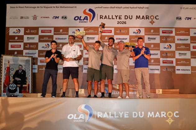 W2RC - RALLYE DU MAROC 2026 500 PETERHANSEL StÃ phane (fra), METGE MichaÃ«l (fra), Defender Dakar D7X-R, Defender Rally, FIA W2RC, STK STK, portrait during the the Podium and Prize Giving Ceremony of the Rallye du Maroc 2026, 4th round of the 2026 WR2C Championship from October 3, 2026 around Zagora, Morocco - AgadirMorocco  Copyright: xPauloxMariax