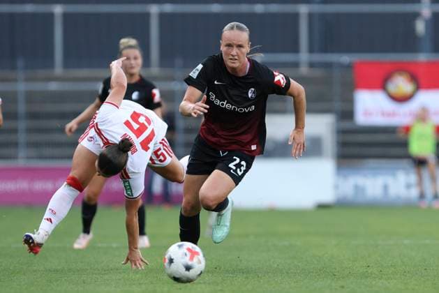 Luca Emily Birkholz of SC Freiburg in action, on the ball, making a solo play during the Women s Bundesliga match between 1 FC Köln and SC Freiburg, Franz Kremer Stadium on October 3, 2026, in Cologne, Germany. Photo by Oliver Kaelke, DeFodi Images. Luca Emily Birkholz of SC Freiburg controls the ball during the Bundesliga match between 1 FC Cologne and SC Freiburg at Franz Kremer Stadium on October 3, 2026 in Cologne, Germany. Photo by Oliver Kaelke, DeFodi Images. DFB and DFL regulations prohibit any use of photographs as image sequences and or quasi-video. Photo by Oliver Kaelke, DeFodi Images.