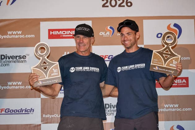 W2RC - RALLYE DU MAROC 2026 LAVIEILLE Christian (fra), Toyota Land Cruiser, Team Land Cruiser Toyota Auto Body, Open Auto, SARREAUD Valentin (fra), Toyota Land Cruiser, Team Land Cruiser Toyota Auto Body, Open Auto, action, portrait portrait, portrait during the the Podium and Prize Giving Ceremony of the Rallye du Maroc 2026, 4th round of the 2026 WR2C Championship from October 3, 2026 around Zagora, Morocco - AgadirMorocco  Copyright: xPauloxMariax