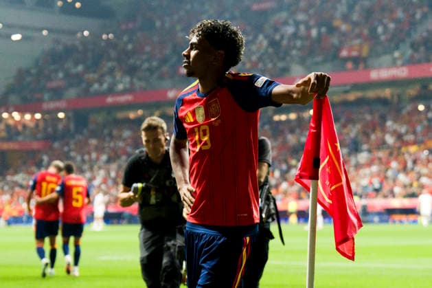 SOCCER- The UEFA Nations League 2026 27 group phase match between Spain and Czech Republic at Carlos Tartiere Stadium on October 03, 2026 in Oviedo, Spain. Lamine Yamal of Spain celebrates his goal during the UEFA Nations League 2026 27 group phase match between Spain and Czech Republic at Carlos Tartiere Stadium on October 03, 2026 in Oviedo, Spain. Oviedo Asturias Spain EDITORIAL USE ONLY Copyright: xx SENIS-CEBOLLAx xALFAQUIx dpphotos202331
