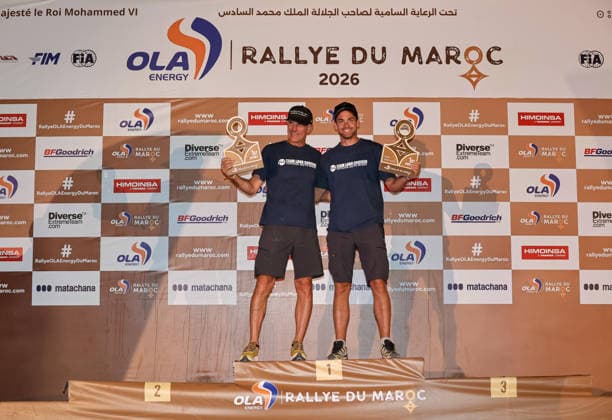 W2RC - RALLYE DU MAROC 2026 LAVIEILLE Christian (fra), Toyota Land Cruiser, Team Land Cruiser Toyota Auto Body, Open Auto, SARREAUD Valentin (fra), Toyota Land Cruiser, Team Land Cruiser Toyota Auto Body, Open Auto, action, portrait portrait, portrait during the the Podium and Prize Giving Ceremony of the Rallye du Maroc 2026, 4th round of the 2026 WR2C Championship from October 3, 2026 around Zagora, Morocco - AgadirMorocco  Copyright: xPauloxMariax