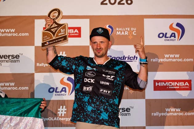W2RC - RALLYE DU MAROC 2026 KANOPKINAS Antanas (ltu), CFMoto Thunder Racing Team, CFMoto CForce 1000, FIM W2RC, Quad, portrait, portrait during the the Podium and Prize Giving Ceremony of the Rallye du Maroc 2026, 4th round of the 2026 WR2C Championship from October 3, 2026 around Zagora, Morocco - AgadirMorocco Copyright: xPauloxMariax