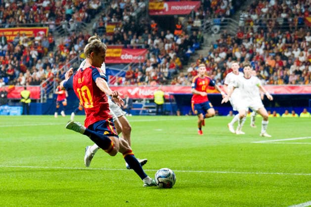 SOCCER- The UEFA Nations League 2026 27 group phase match between Spain and Czech Republic at Carlos Tartiere Stadium on October 03, 2026 in Oviedo, Spain. Dani Olmo of Spain during the UEFA Nations League 2026 27 group phase match between Spain and Czech Republic at Carlos Tartiere Stadium on October 03, 2026 in Oviedo, Spain. Oviedo Asturias Spain EDITORIAL USE ONLY Copyright: xx SENIS-CEBOLLAx xALFAQUIx dpphotos202326