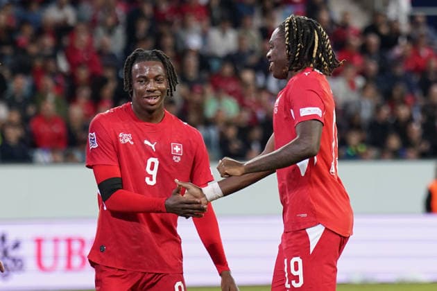 Soccer: UEFA Nations League 2026–2027, Matchday 3: Switzerland vs. Slovenia at Thermoplan Arena Lucerne; Winsley Boteli makes his debut for Switzerland; 19 moments of joy and excitement as Johan Manzambi comes on as a substitute for Switzerland; 9 Copyright: xJOERANxSTEINSIEKx