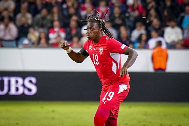 Soccer: UEFA Nations League 2026–2027, Matchday 3: Switzerland vs. Slovenia at Thermoplan Arena in Lucerne; Winsley Boteli’s debut for Switzerland; 19: Joy and excitement as he entered the game; facial expressions, emotions Copyright: xJOERANxSTEINSIEKx