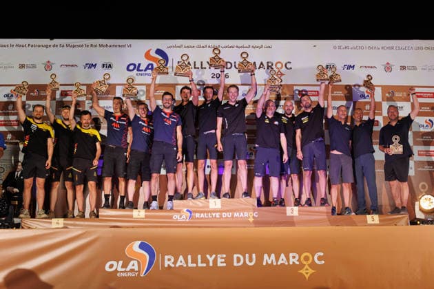 W2RC - RALLYE DU MAROC 2026 603 VAN DEN BRINK Mitchel (ned), VAN HEUN Bart (ned), VAN DE POL Jarno (ned), Iveco Powerstar, Team De Rooy, TRK T5.1, 600 MACIK Martin (cze), TOMASEK Frantisek (cze), SVANDA David (cze), MM Technology Dakar Evo4, MM Technology, TRK T5.1, 606 SOLTYS Martin (cze), MIKSCH Vlastimil (cze), SIKOLA Tomas (cze), Buggyra Invictus, Buggyra ZM Racing, TRK T5.1, during the the Podium and Prize Giving Ceremony of the Rallye du Maroc 2026, 4th round of the 2026 WR2C Championship from October 3, 2026 around Zagora, Morocco - AgadirMorocco Copyright: xFREDERICxLExFLOCxHx