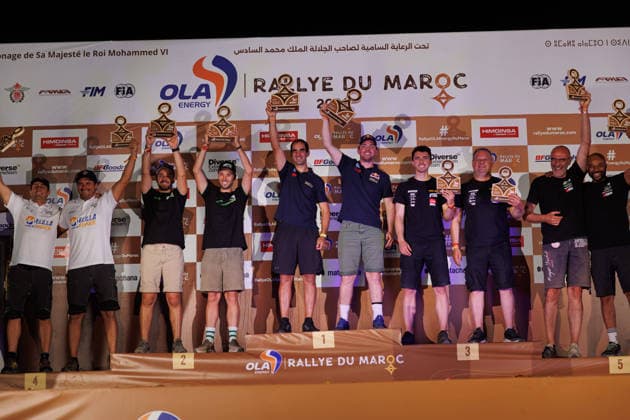 W2RC - RALLYE DU MAROC 2026 412 WALKNER Matthias (aut), MENA Oriol (esp), BRP Can-Am Maverick R, South Racing Can-Am, SSV SSV1, 421 DELDOSSI AndrÃ a (fra), TRICAUD JÃ rÃ my (fra), BRP Can-Am Maverick R, BTR, SSV SSV1, 401 GONZALEZ FERIOLI Jeremias (arg), RINALDI Gonzalo (arg), BRP Can-Am Maverick R, Can-Am Factory Team, SSV SSV1, podium, portrait, during the the Podium and Prize Giving Ceremony of the Rallye du Maroc 2026, 4th round of the 2026 WR2C Championship from October 3, 2026 around Zagora, Morocco - AgadirMorocco  Copyright: xFREDERICxLExFLOCxHx