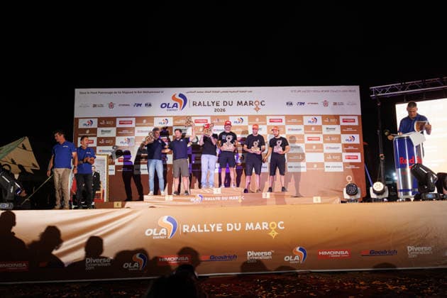 W2RC - RALLYE DU MAROC 2026 301 PINTO Alexandre (por), OLIVEIRA Bernardo (por), Taurus T3 Max, Odyssey Academy by BBR, FIA W2RC, CHG CHG1, 306 CARNEIRO Rui (por), MOTA Fausto (por), Taurus T3 Max, RC Motorsport, FIA W2RC, CHG CHG1, 308 ANDUJAR Manuel (arg), FRINI AndrÃ s (arg), Taurus Evo Max, 7240 Rally Team, CHG CHG1, during the the Podium and Prize Giving Ceremony of the Rallye du Maroc 2026, 4th round of the 2026 WR2C Championship from October 3, 2026 around Zagora, Morocco - AgadirMorocco  Copyright: xFREDERICxLExFLOCxHx