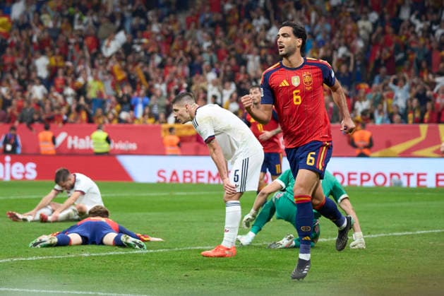 Spain - Czech Republic - UEFA Nations League 2026 27 OVIEDO, SPAIN - OCTOBER 3: Mikel Merino of Spain celebrates after scoring his team s third goal during the UEFA Nations League 2026 27 group phase match between Spain and Czech Republic at the Carlos Tartiere Stadium on October 3, 2026 in Oviedo, Spain. (Photo by Diego Simon Photo Players Images Magara Press) Oviedo Carlos Tartiere Espana Copyright: xDiegoxSimonx