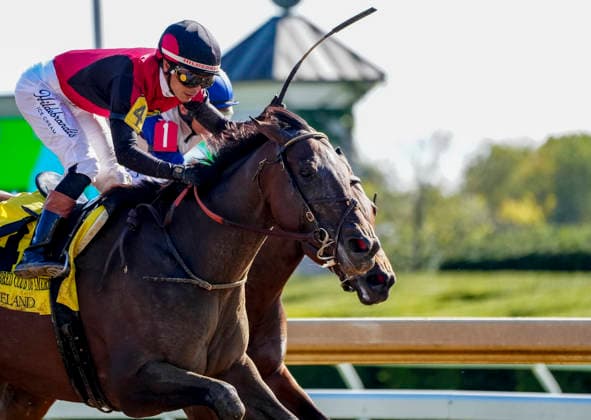 October 3, 2026, Lexington, Ky, USA: Evanescence (4) ridden by Jose Ortiz wins the Thoroughbred Club of America Stakes (Grade 2) on Coolmore Turf Mile Day at Keeneland in Lexington, Kentucky on October 3, 2026. Eclipse Sportswire CSM Lexington USA - ZUMAcs17 20261003_faf_cs17_034 Copyright: xJessicaxMorganx