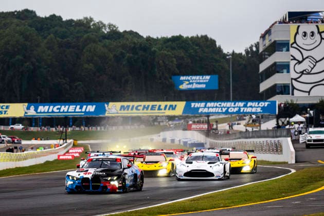 AUTO - IMSA - PETIT LE MANS 2026 01 DE PHILLIPPI Connor (usa), HARPER Dan (gbr), VERHAGEN Neil (usa), Paul Miller Racing, BMW M4 GT3 Evo, action, 68 HASSE CLOT Valentin (fra), SORENSEN Marco (dnk), DRUDI Mattia (ita), Car Blanche, Aston Martin Vantage GT3 Evo, action start of the race, depart, during the 2026 Motul Petit Le Mans, 11th round of the 2026 IMSA WeatherTech SportsCar Championship, from October 1 to 3, 2026 on the Michelin Raceway Road Atlanta in Braselton, Georgia, United States of America - BraseltonUnited States  Copyright: xFabrizioxBoldonix