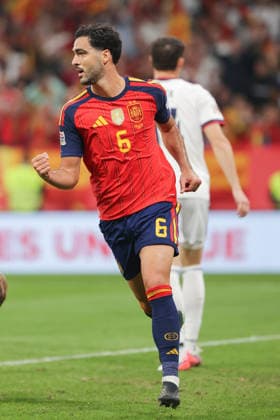RECORD DATE NOT STATED 3rd October 2026; Carlos Tartiere Stadium, Oviedo, Spain; UEFA Nations League Football, Spain versus Czech Republic; Spain 6 Mikel Merino Goal celebration to make the game 3-1 AmandaxMcMaster