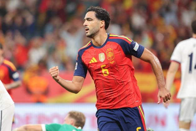 RECORD DATE NOT STATED 3rd October 2026; Carlos Tartiere Stadium, Oviedo, Spain; UEFA Nations League Football, Spain versus Czech Republic; Spain 6 Mikel Merino Goal celebration to make the game 3-1 AmandaxMcMaster