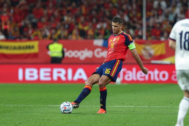 October 3, 2026, Oviedo, Asturias, Spain: Rodri of Spain passes the ball during the UEFA Nations League 2026 27 group phase match between Spain and Czech Republic at Carlos Tartiere stadium on October 03, 2026, in Oviedo, Spain. Oviedo Spain - ZUMAa181 20261003_zaa_a181_121 Copyright: xIrinaxR.xHx