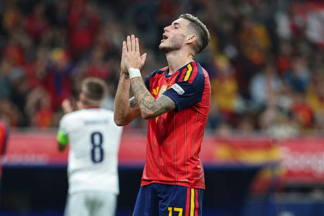October 3, 2026, Oviedo, Asturias, Spain: Roberto Fernandez of Spain reacts during the UEFA Nations League 2026 27 group phase match between Spain and Czech Republic at Carlos Tartiere stadium on October 03, 2026, in Oviedo, Spain. Spain V Czech Republic - UEFA Nations League 2026 27 Group A3 MD3 - ZUMAa181 20261003_zaa_a181_128 Copyright: xIrinaxR.xHx