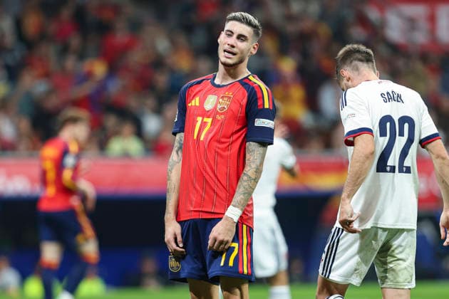 October 3, 2026, Oviedo, Asturias, Spain: Roberto Fernandez of Spain reacts during the UEFA Nations League 2026 27 group phase match between Spain and Czech Republic at Carlos Tartiere stadium on October 03, 2026, in Oviedo, Spain. Spain V Czech Republic - UEFA Nations League 2026 27 Group A3 MD3 - ZUMAa181 20261003_zaa_a181_132 Copyright: xIrinaxR.xHx