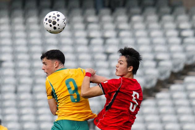October 3, 2026, Gosford, Australia: Medin Merneti (L) of Australia football team and Ko Jonghyun (R) of Korea Republic football team seen in action during the U23 International Friendlies match between Australia and Korea Republic held at polytec Stadium. Final score; Australia 1:2 Korea Republic. Gosford Australia - ZUMAs197 20261003_aaa_s197_173 Copyright: xLuisxVeniegrax